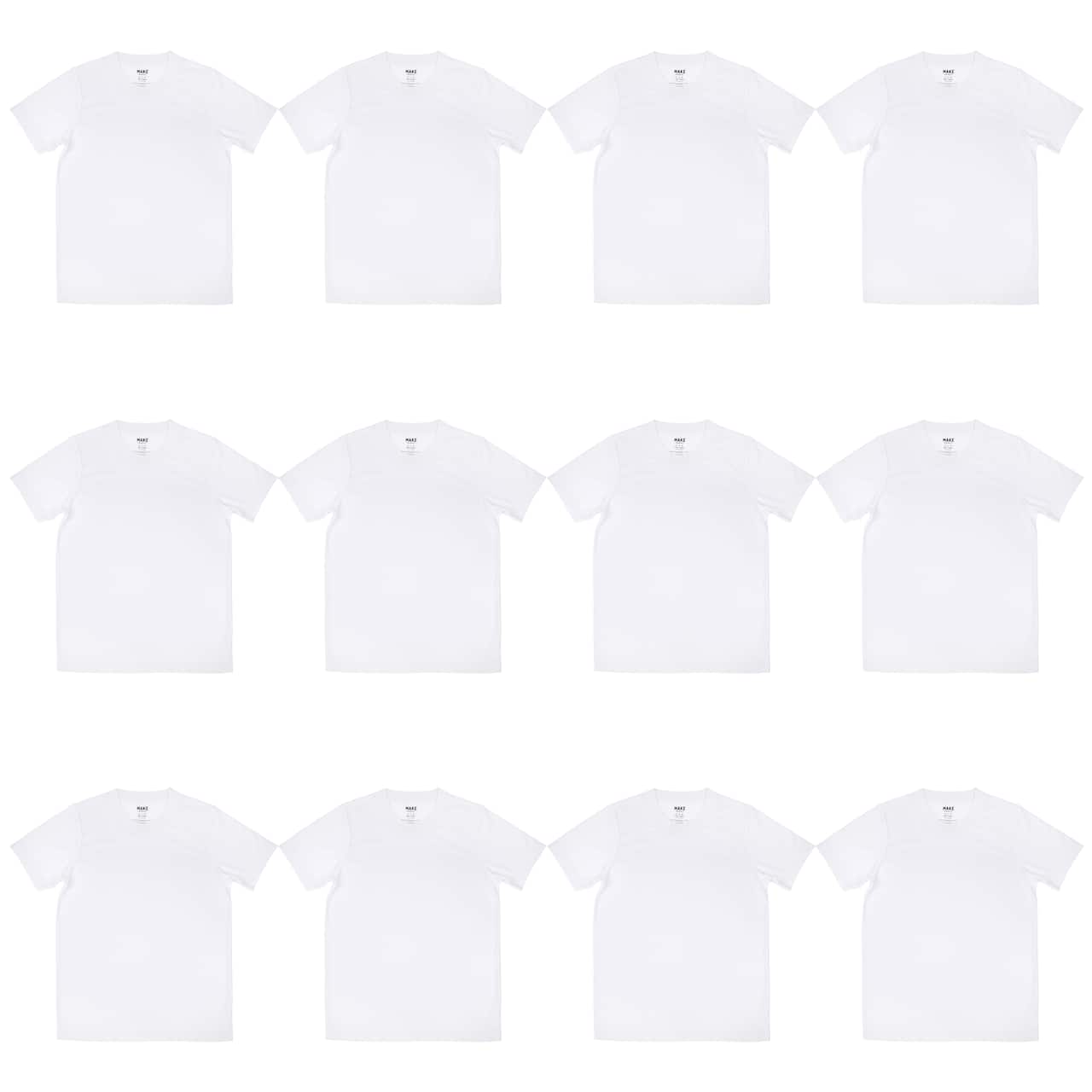 12 Pack: White Adult Polyester Crew Neck T-Shirt by Make Market®
